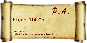 Piger Alán névjegykártya